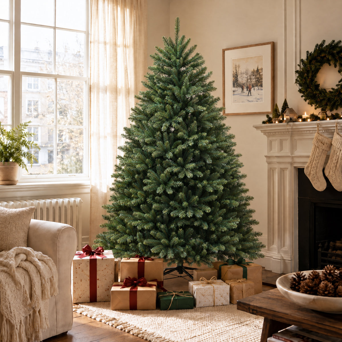 Artemis Home Elverholt Pre-lit Pvc Artificial Christmas Tree - Warm White & Multicolour LEDs