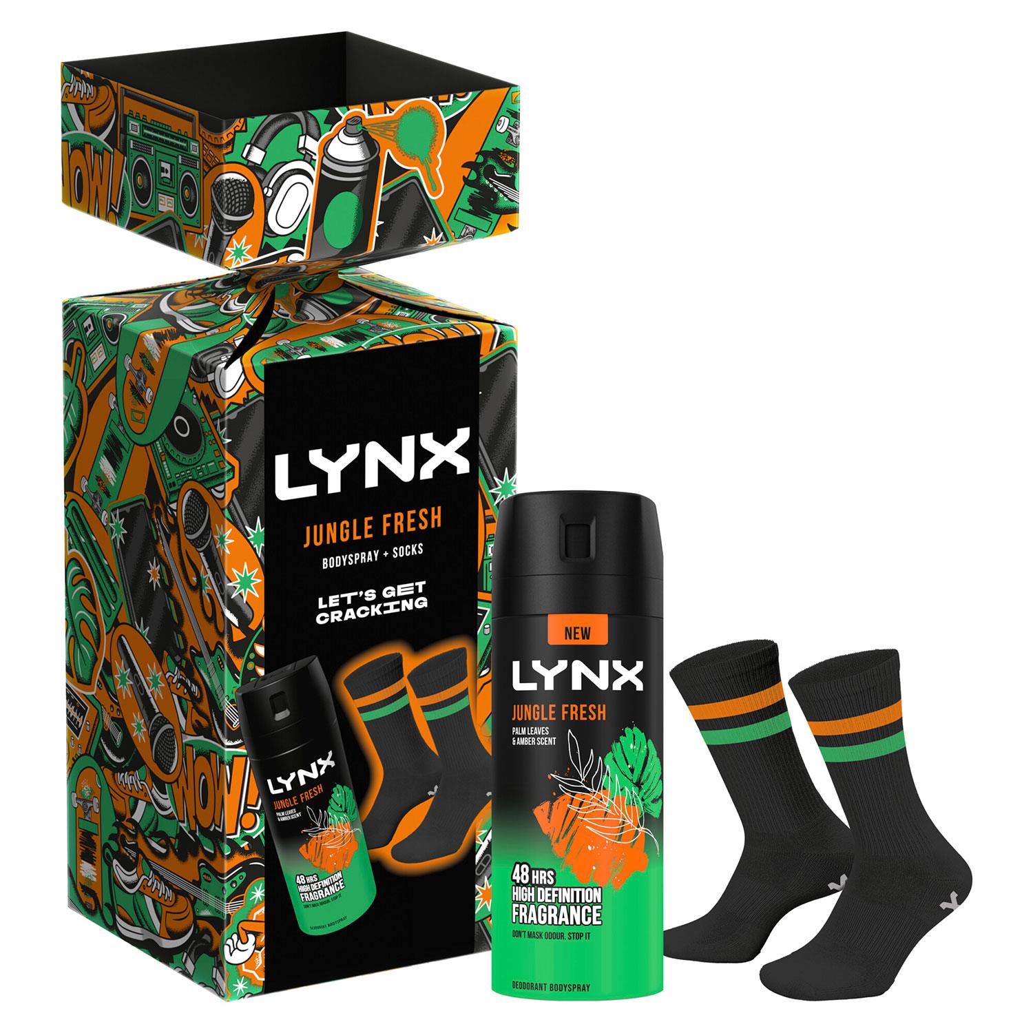 Let's Get Craking Jungle Fresh Body Spray Gift Set For Him With Socks, 4pk