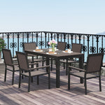 6 Seater Aluminium Garden Dining Set With Stackable Chairs | Brown