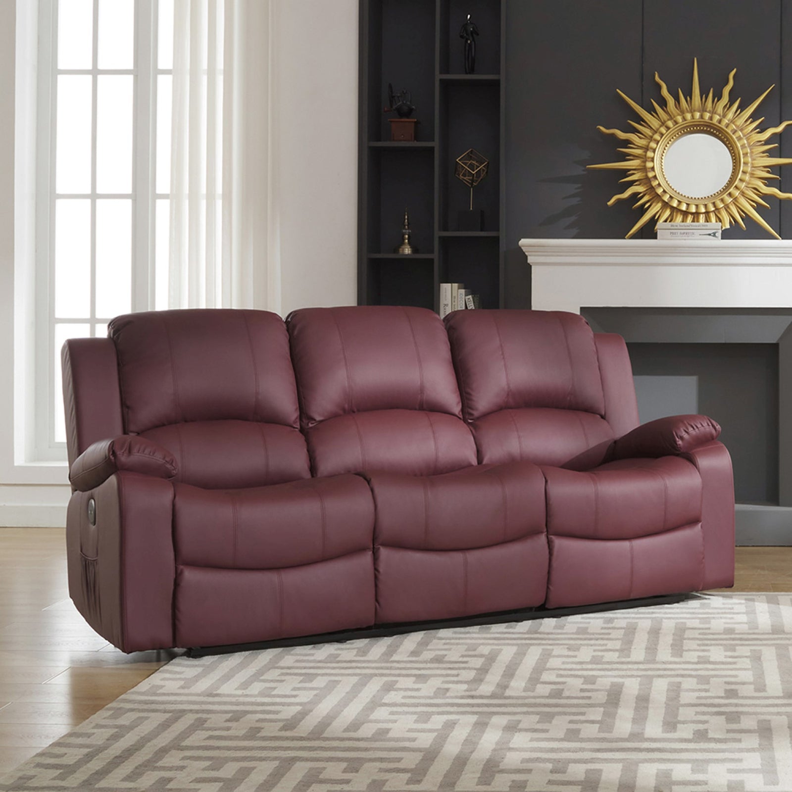 Glendale 3 Seat Electric Reclining Sofa | 3 | Burgundy