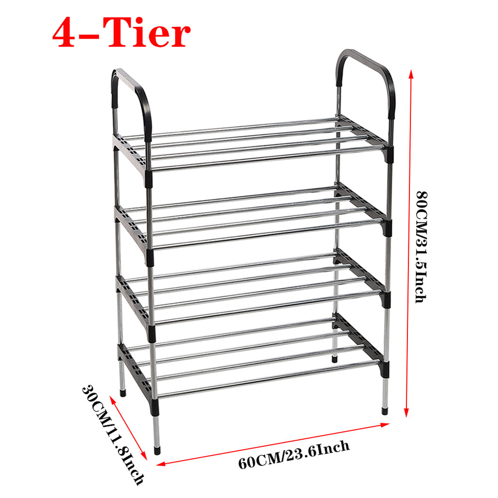Multi Tiers Shoe Rack Organizer Stackable Space Saving Shoe Shelf | 4 | Black