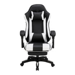 Rgonomic Gaming Chair With Adjustable Height & Backrest Office Computer Chair With Footrest And Pillow | Black & White