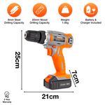 18v Cordless Drill And Screwdriver Set & Drill Bit Kit Li-ion Battery Included, Lightweight Power Battery Drill | 13 Piece Kit – 1x Battery + Charger + Carry Case | Orange