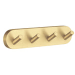 Towel Hooks Wall Mounted Storage Non-rust Brass Core | Quadruple | Brushed Brass