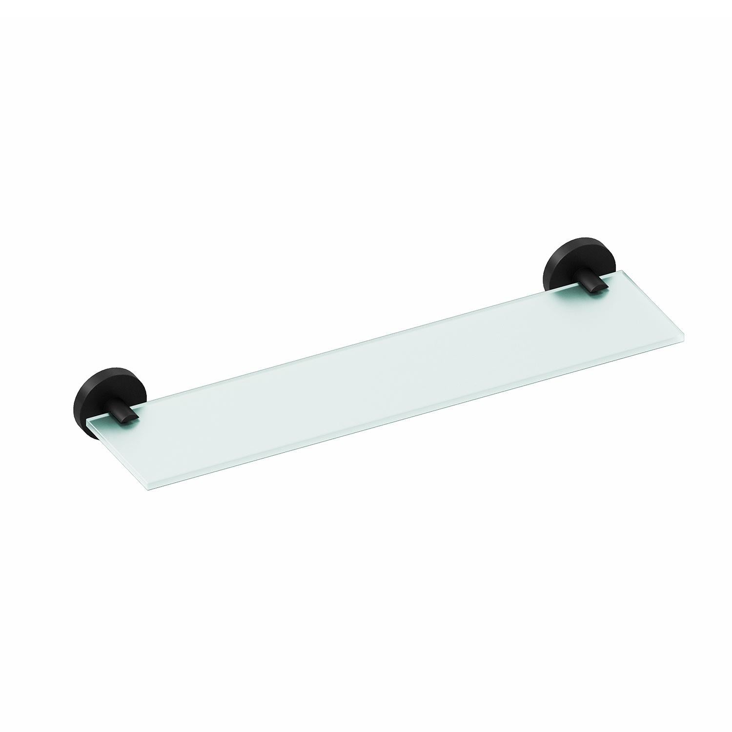 Bathroom Shelf, Bathroom Organizer, Glass, Matt Black, Start Collection
