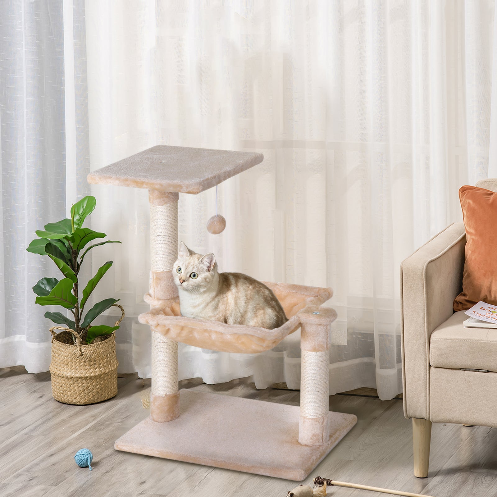 Cat Activity Tree Kitten Play Tower Palace Two-tier Scratching | Beige