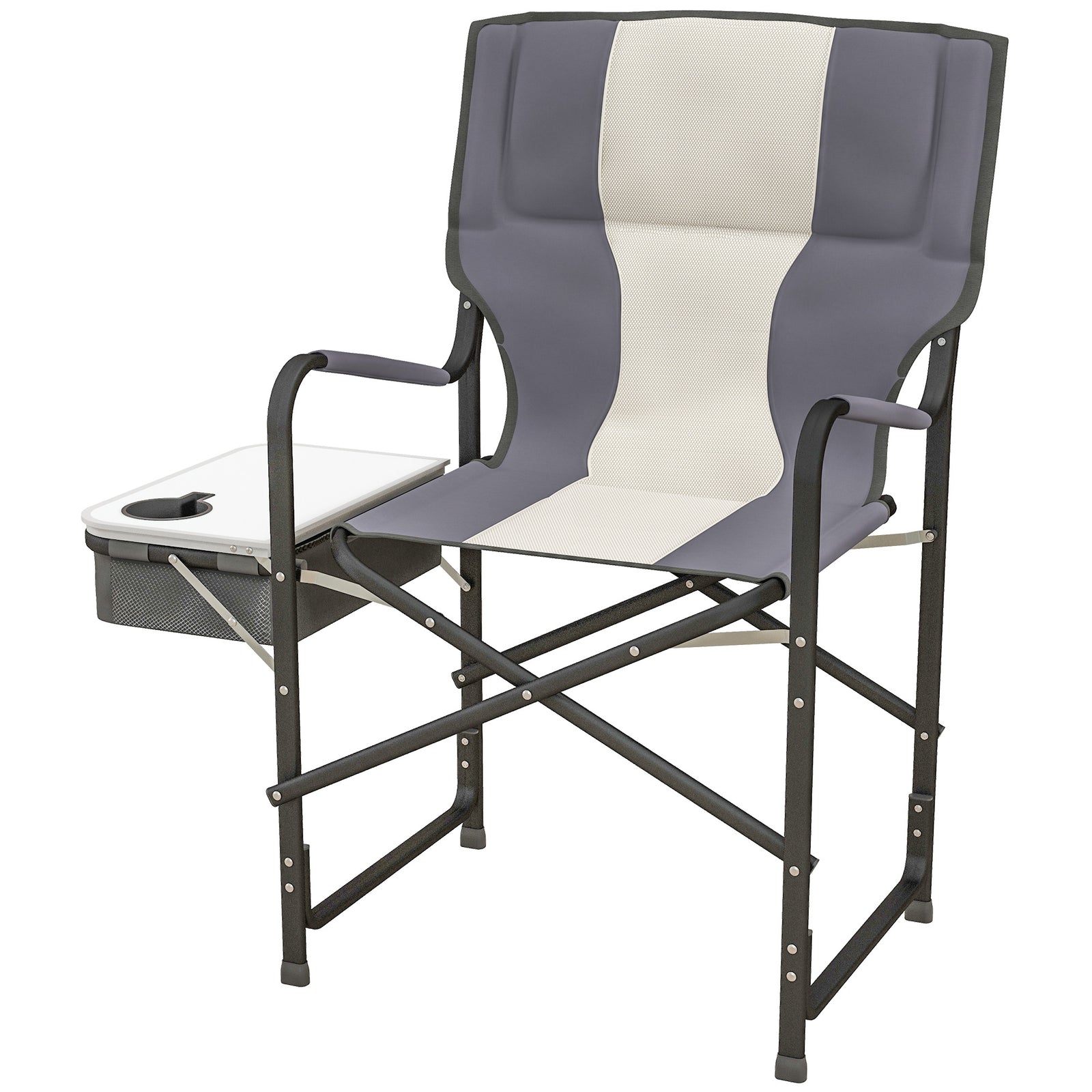 Aluminium Directors Chair Folding Camping Chair W/side Table | Gray