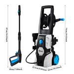 1600w Electric Pressure Washer, 90 Bar High Power Cleaner With Hose Reel, Foam Nozzle & 5m Hose, Portable Outdoor Cleaning Machine | White