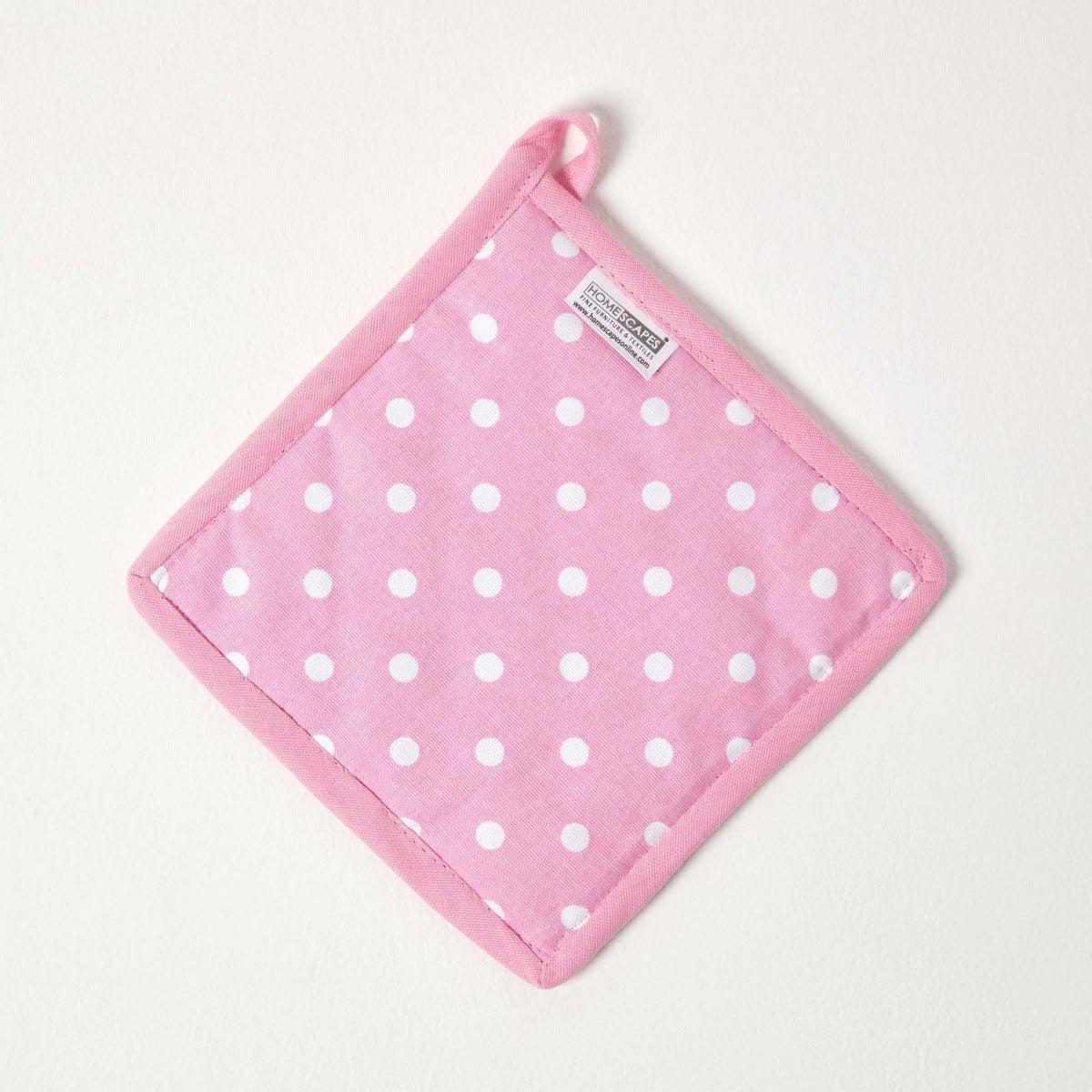 HOMESCAPES Birds And Flowers Pink Cotton Pot Holder