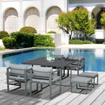 Outsunny 9pcs Patio Dining Sets 4 Chairs 4 Ottoman Cushioned