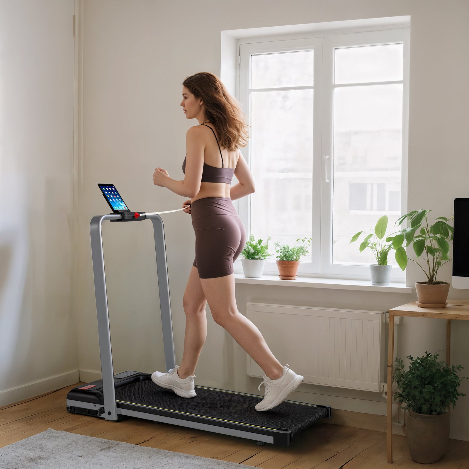 Folding Treadmill Under Desk Walking Pad With Incline | Silver