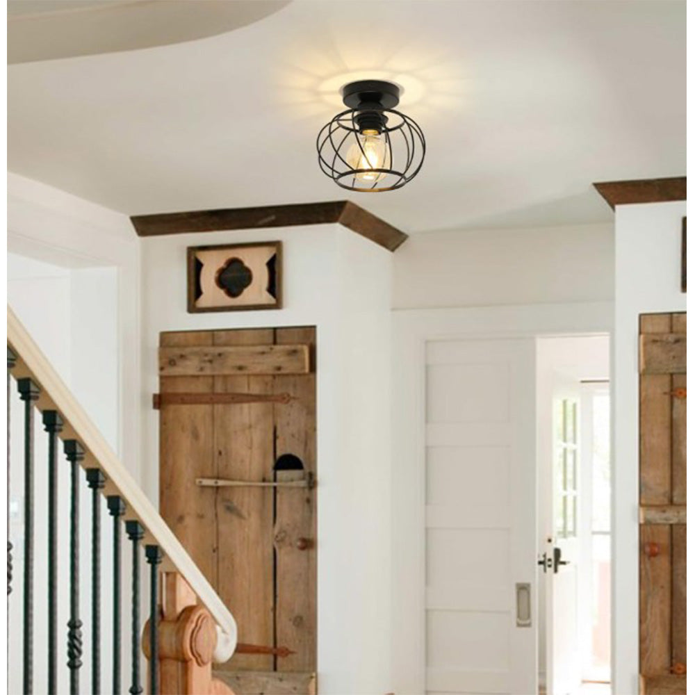 Bath Plus TB+ Industrial E27 Semi Flush Mount Ceiling Light