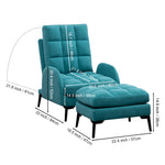 Frosted Velvet Armchair With Footstool Set– Adjustable 110°-180° Recline, Cozy Upholstered Chair With Metal Legs, Ergonomic Comfort | Teal