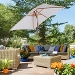 2x1.5m Wooden Patio Umbrella Parasol | Cream