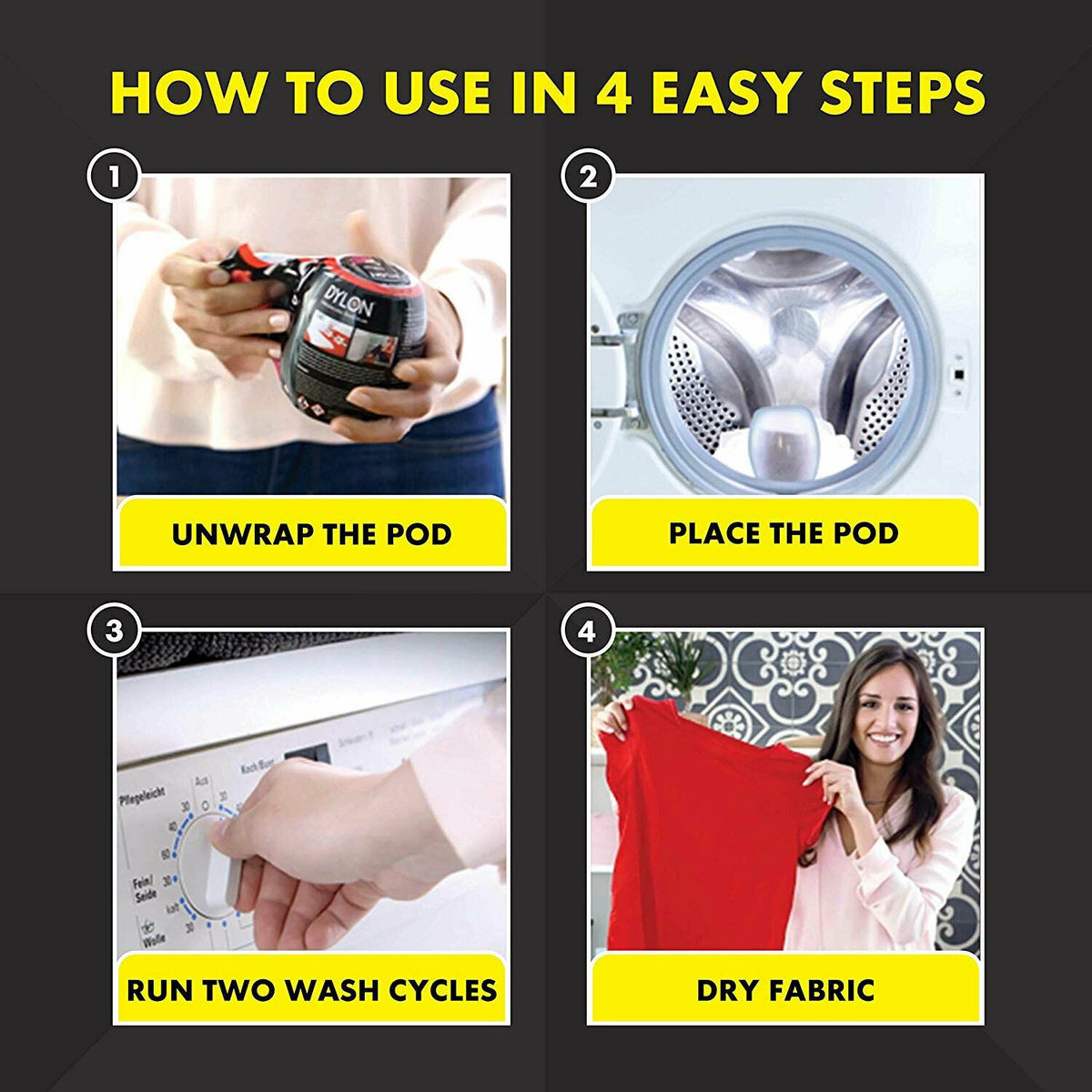 Washing Machine Fabric Dye Pod, 2 Packs Of 350g | Set of 2