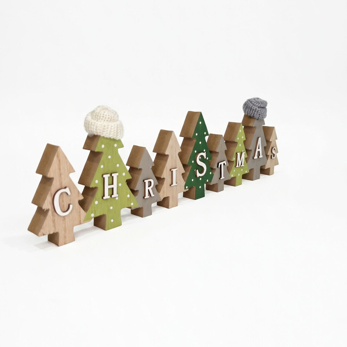 Freestanding Wooden Christmas Tree Word Decoration, 40cm