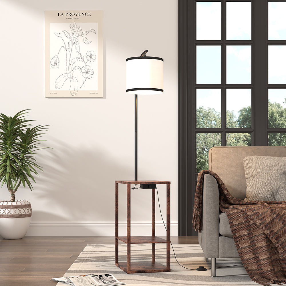 Modern Metal Floor Lamp Side Table 2 In 1