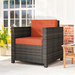 Rattan Garden Armchair, Cushioned Single Rattan Chair | Orange