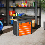 4 Drawers Large Tool Box, Steel Toolbox With Handle | Orange