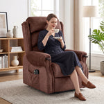 Power Lift Recliner Chair With Vibration And Heat, Wood Grip | Brown