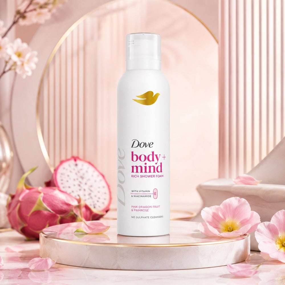 Body + Mind Rich Shower Foam, Dragon Fruit & Primrose, 200ml | Set-of-6