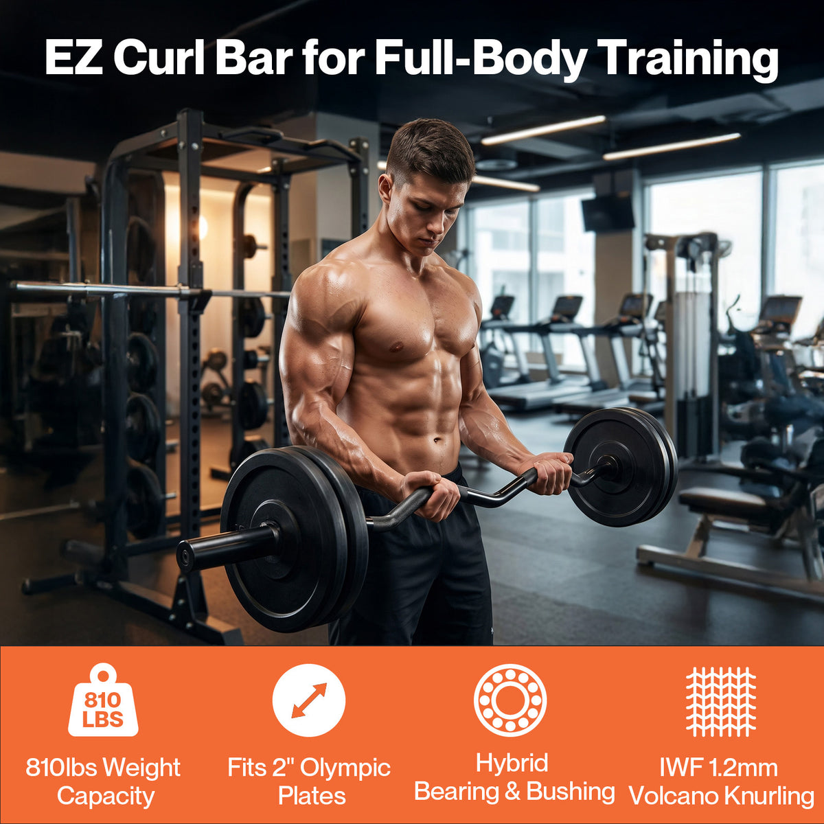 Centra Ez Curl Bar Olympic Barbell 120cm Weight Bar Strength Training 367kg