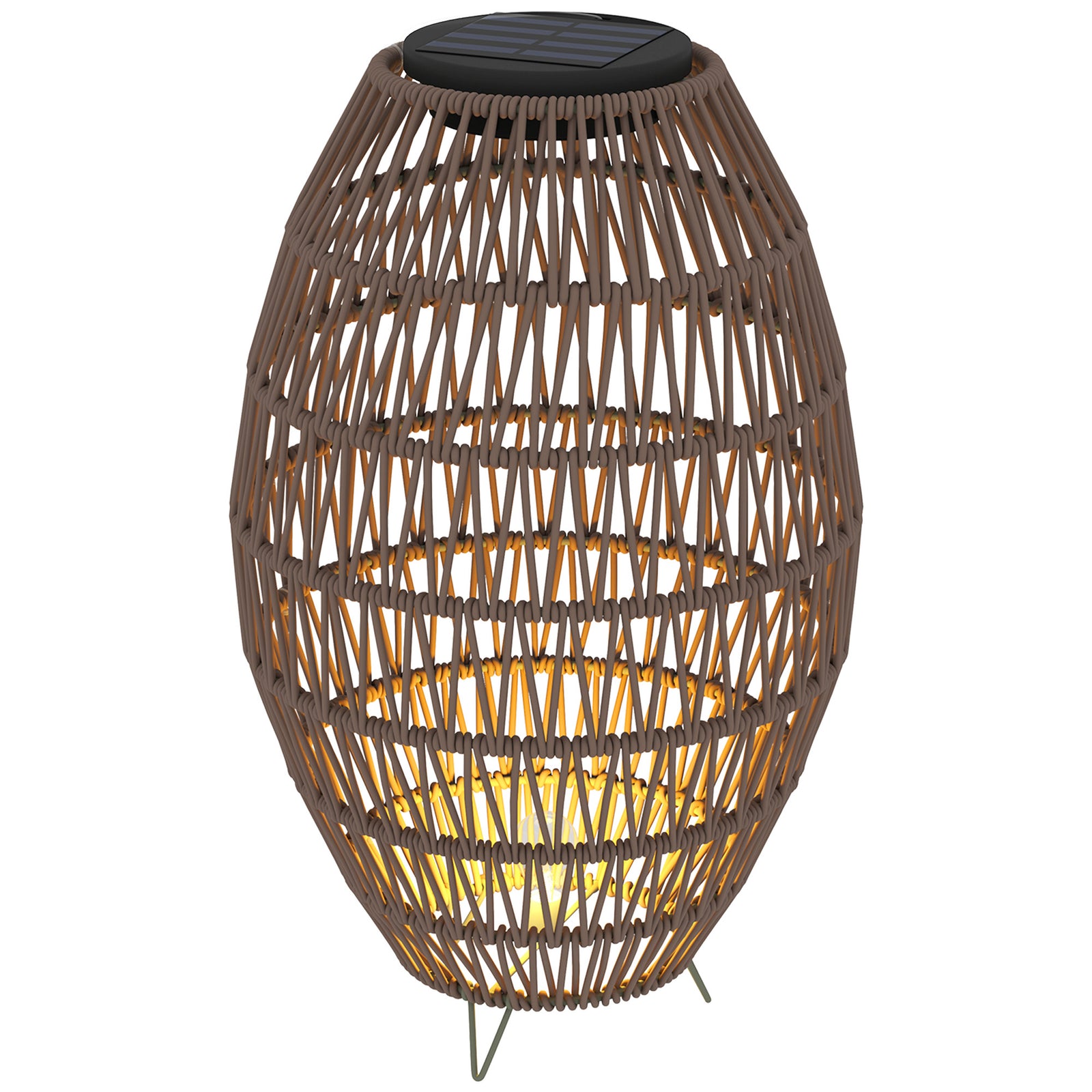 Rattan Solar Lamp, Auto On/off Garden Lantern | Dark Brown