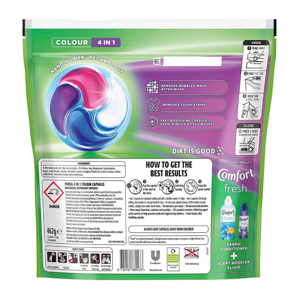 Colour Laundry Capsules 4 In 1fast-dissolving Washing Pods 34 Wash | Set-of-3