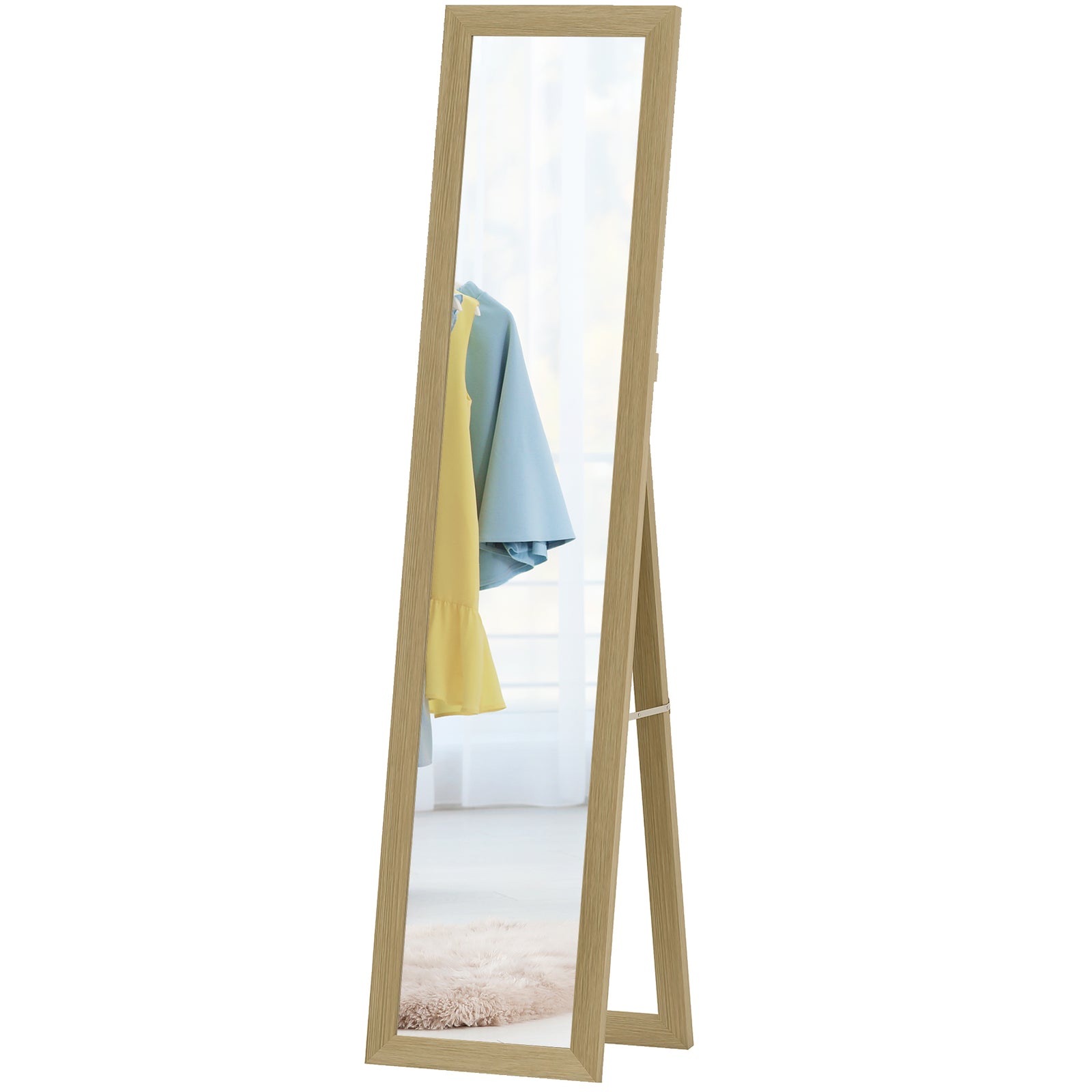 37 X 157 Cm Full Length Mirror With Frame For Bedroom | Natural