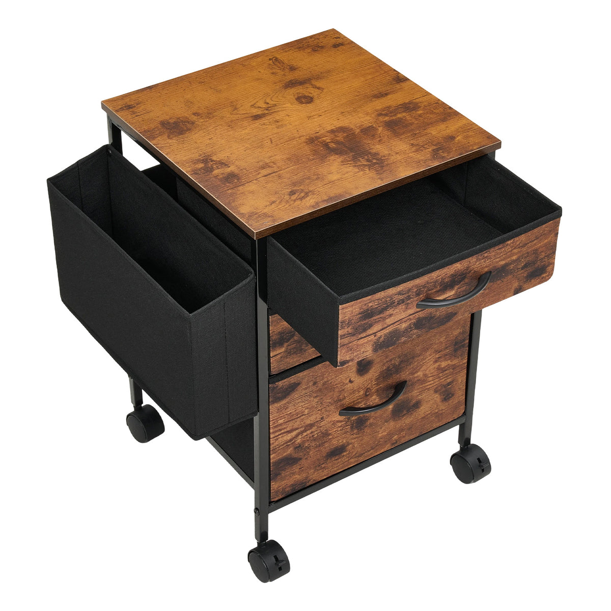 Vintage Filing Cabinet With Casters | 3 Drawer | Black & Brown
