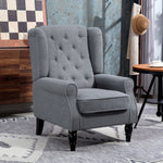 Accent Armchair Home Furniture Retro Tufted Club Wood | One Size | Grey