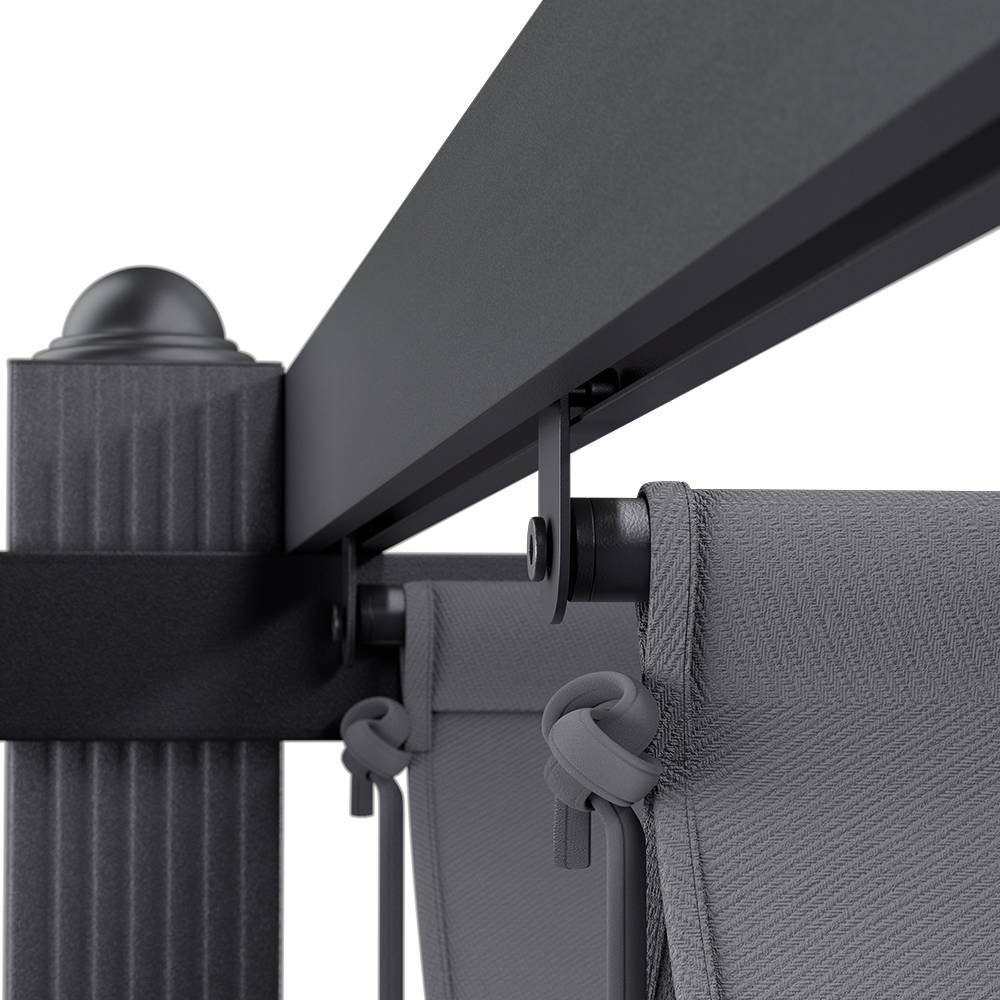 3m X 4m Aluminium Pergola With Retractable Roof & Pu-coated Polyester Canopy,outdoor Garden Gazebos Water-resistant
