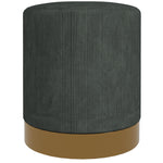 Modern Round Footstool, Fabric Upholstered Foot Rest | One Size | Green