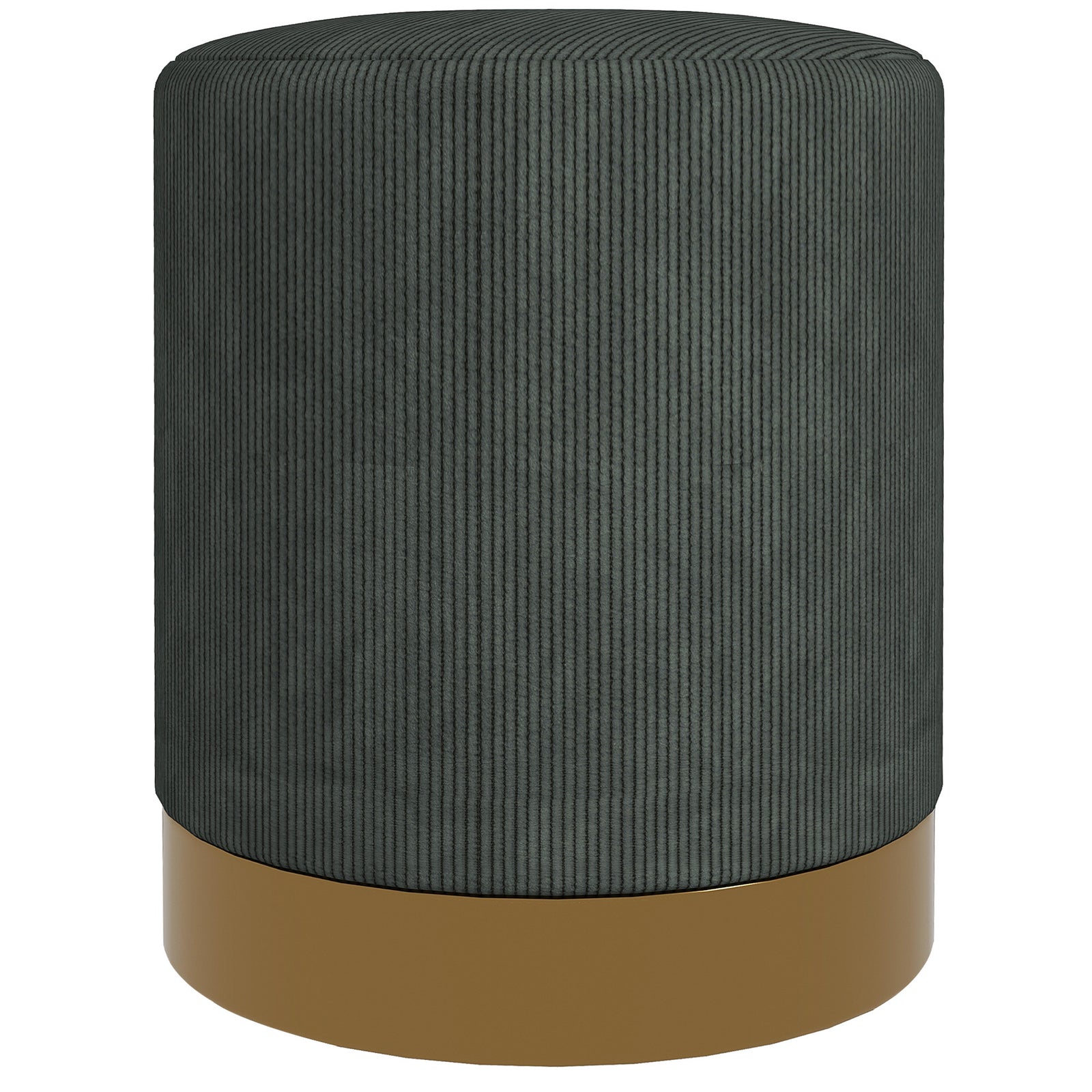 Modern Round Footstool, Fabric Upholstered Foot Rest | One Size | Green