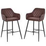 Set Of 2 Retro Pu Leather Bar Chairs Metal