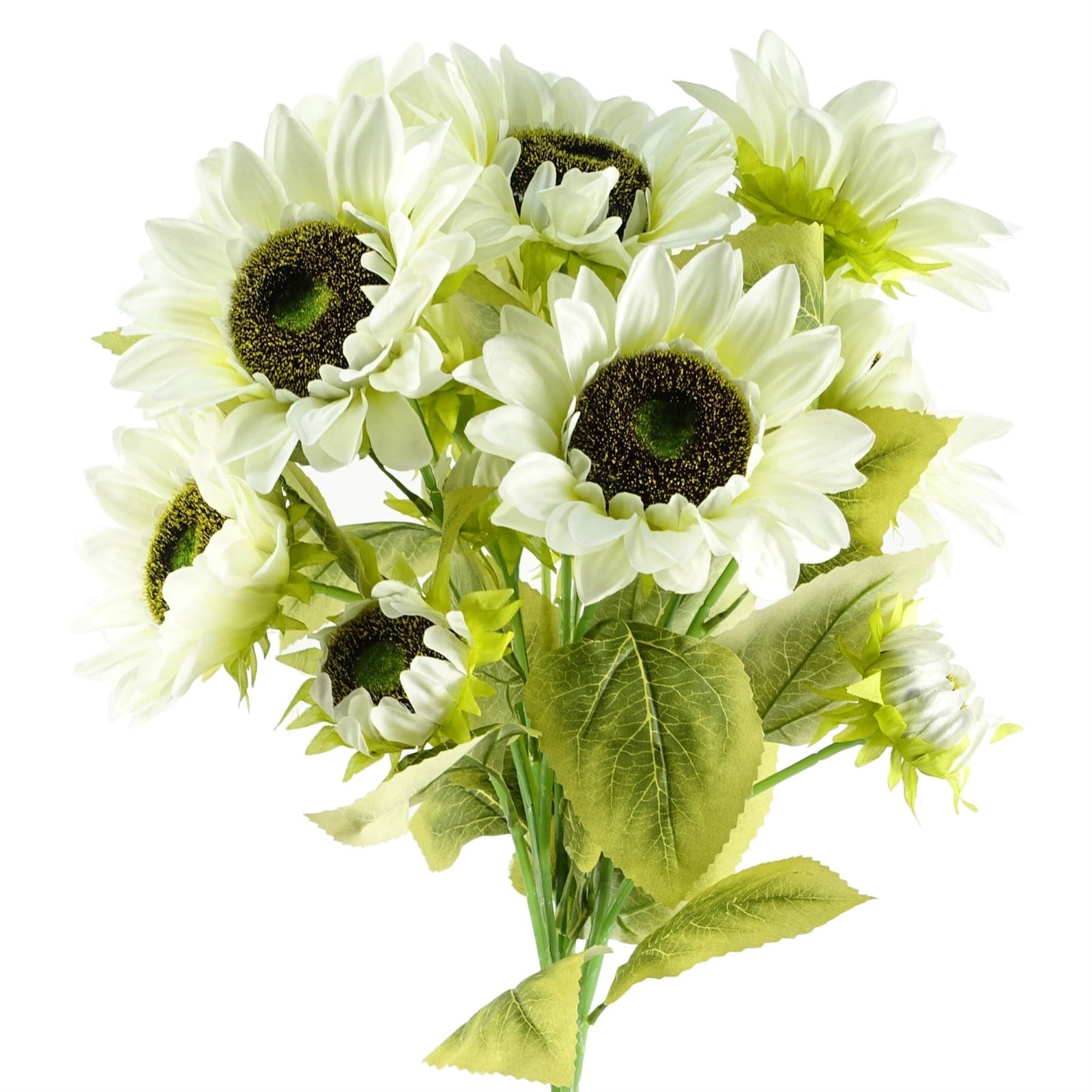 Pack Of 6 X 88cm White Artificial Sunflower - 18 Heads