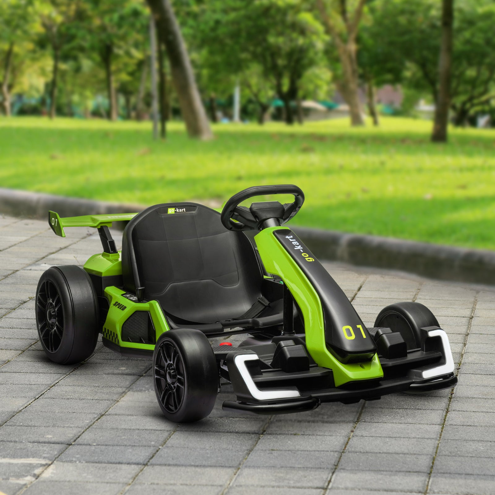 24v Electric Go Kart For Kids With Adjustable Seat | Green
