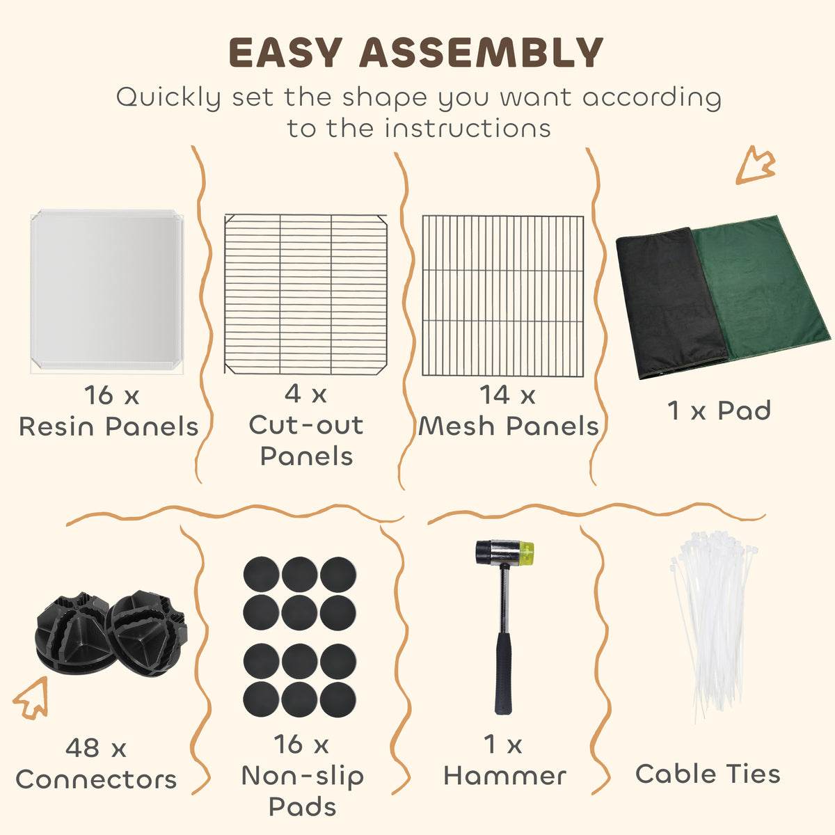 PawHut Pet Playpen With Waterproof Mat, Diy Small Animal Enclosure 34 Panels