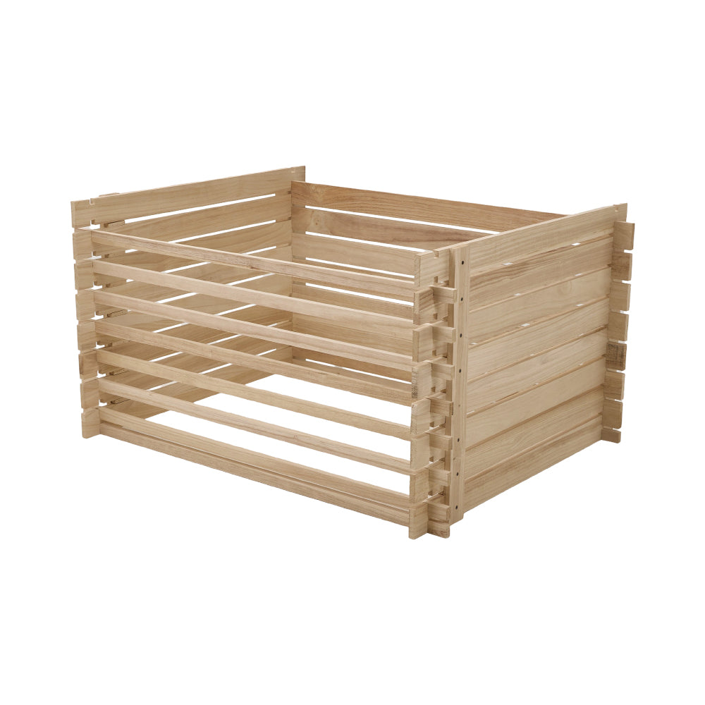 Wooden Garden Compost Bin, Eco-friendly Paulownia Wood, Ventilated Design, Tool-free Assembly | Large