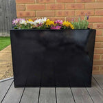Long Zinc Galvanised Tall Trough Planter | 80cm x 25cm x 60cm | Glossy Black