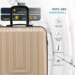 56x45x25cm Large Cabin Carry On Case - Overhead Luggage Suitcase - 4 Spinner Wheels - Abs Hard Shell Cabin Bag | Cabin | Champagne