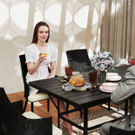 6 Seater Rattan Dining Set, Rectangle Slatted Table | Cream