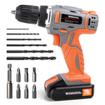 18v Cordless Drill And Screwdriver Set & Drill Bit Kit Li-ion Battery Included, Lightweight Power Battery Drill | 13 Piece Kit – 1x 18v Battery + Charger | Orange