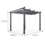 Acorn Aluminium 3m Square Pergola Gazebo | 3m x 3m | Grey