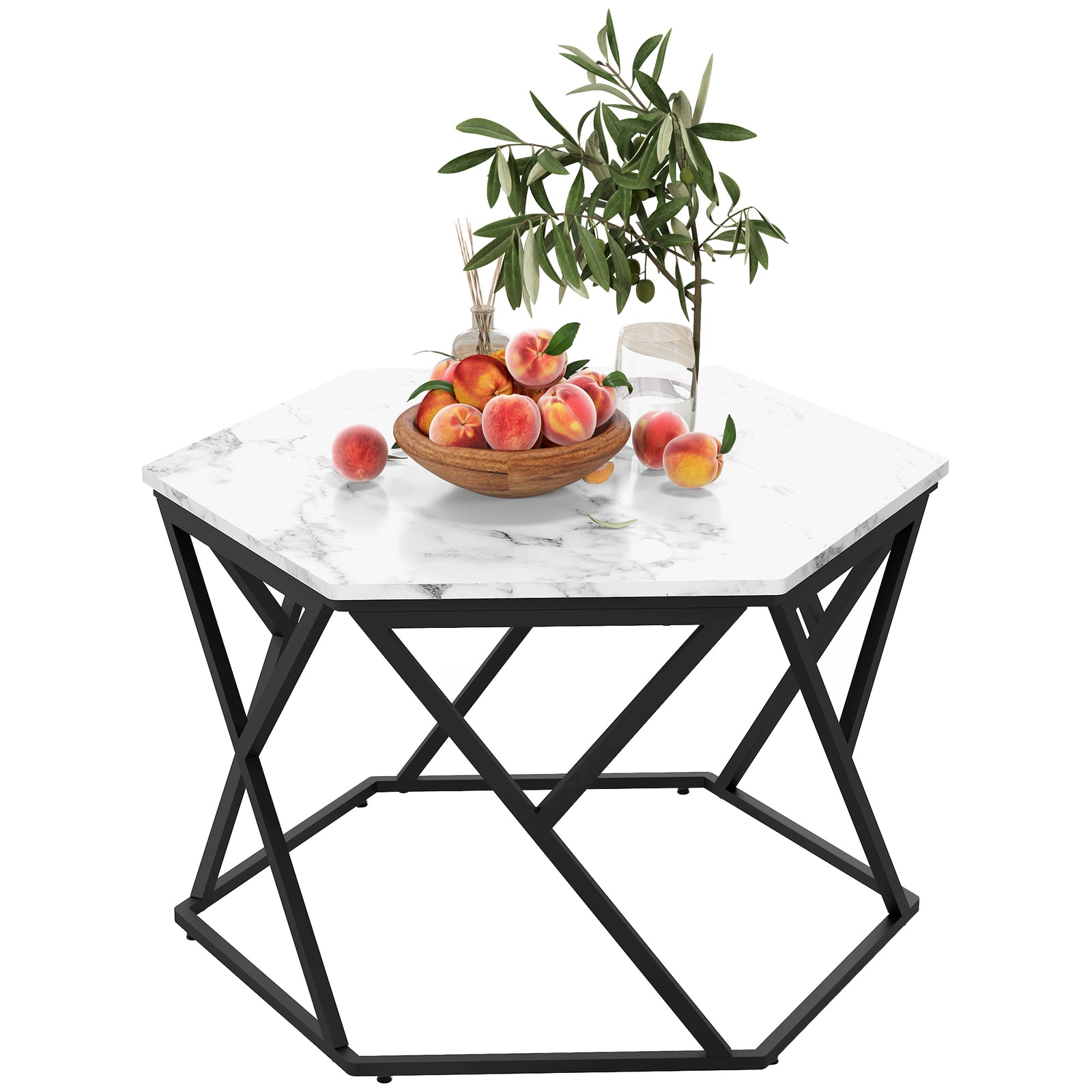 Modern Coffee Table, High Gloss Marble Effect