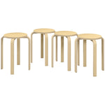HOMCOM Stackable Stools Set Of 4, Round Backless Stools For Kitchen
