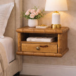 Bamboo Open Bedside In Amber Oak Finish, 1 Drawer, Brown