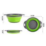 Collapsible Kitchen Silicone Colander Strainer Bowl | Green