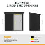 4x6ft Metal Garden Tool Shed With Sliding Door & Pent Roof – Durable Outdoor Storage With Foundation