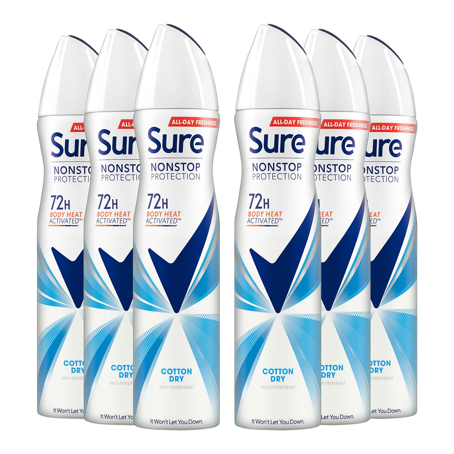 Women Anti-perspirant 72h Nonstop Protection Cotton Dry Deodorant, 6pk, 250ml | 6